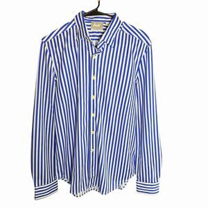 Buki Collection Shirt Go Big L/S Striped Royal Blue Small Career Coastal Preppy